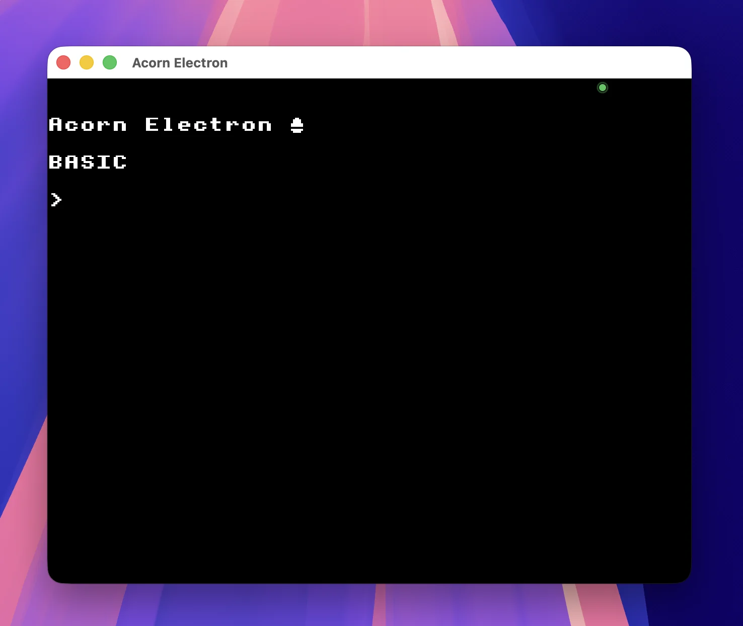 ElkMac showing the Acorn Electron BASIC startup screen